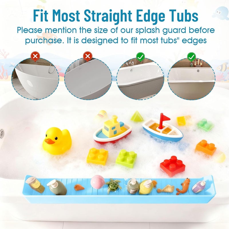 Himake Splash Guard for Bathtub Kids, Longer Silicone Bathtub Splash Guard with 11 Suction Cups, Bath Tub Play Shelf for Kids & Toy Holder, Prevent Water Spill in Bathroom, Blue - Image 5